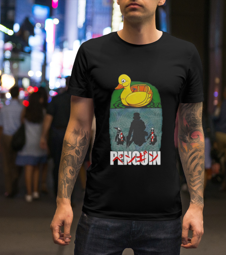 Penguin Oswald Cobblepot Walking Toward Duck Akira T-Shirt
