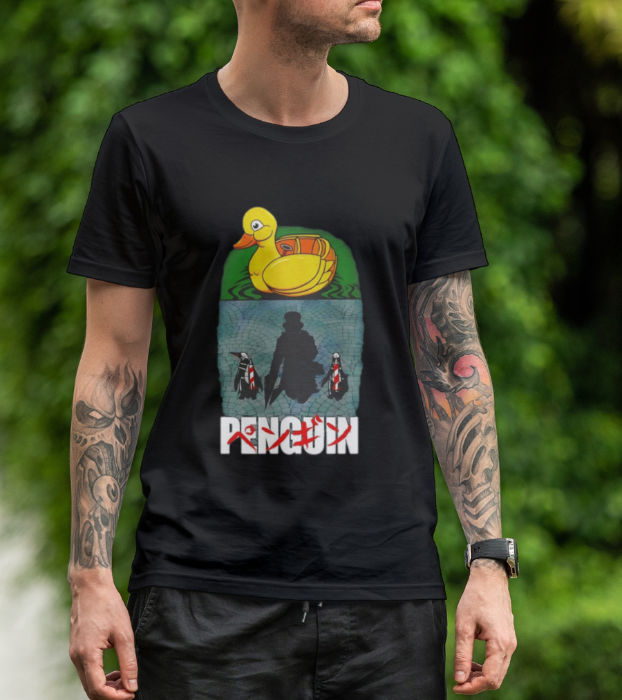 Penguin Oswald Cobblepot Walking Toward Duck Akira T-Shirt