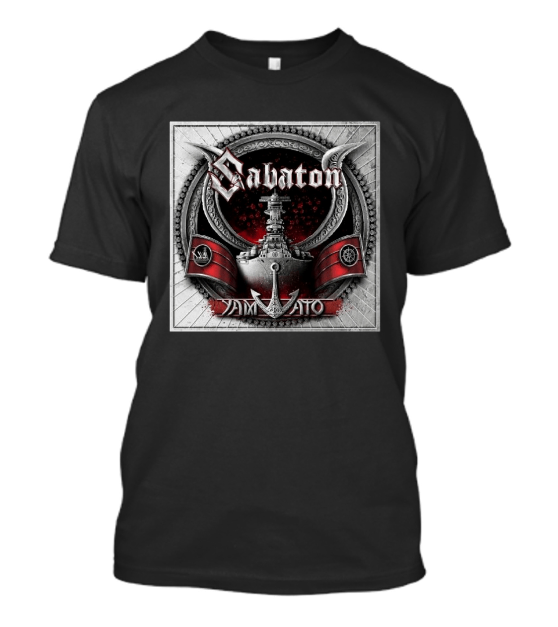 Sabaton Yamato Battleship Artwork With Red And Black Accents T-Shirt
