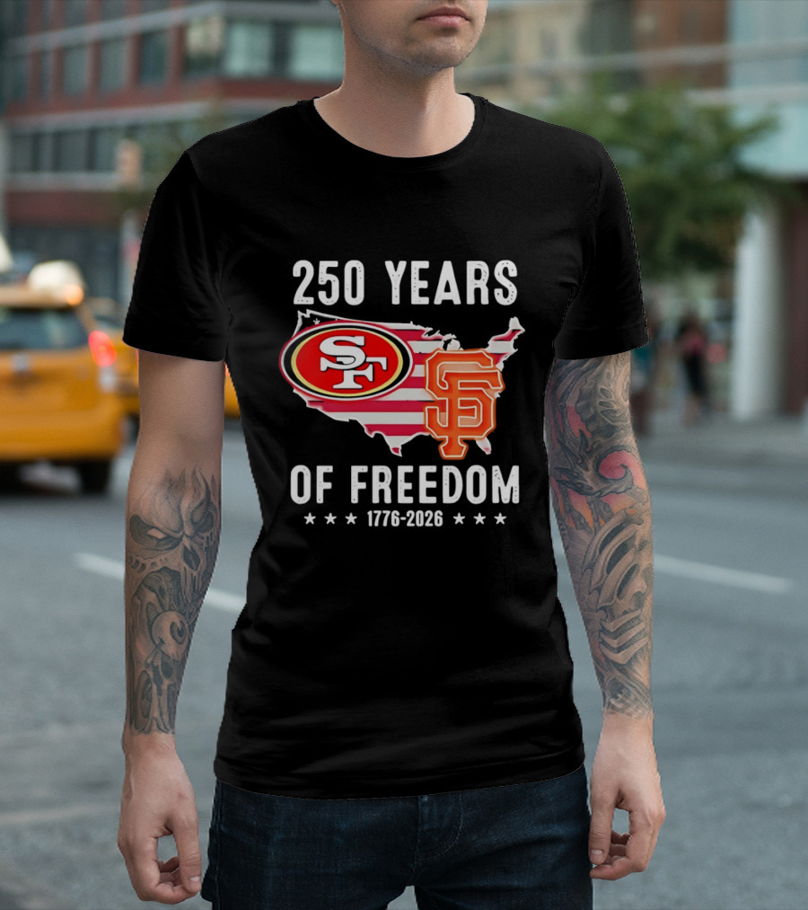 San Francisco 49ers 250 Years Of Freedom 1776 2026 USA Map T-Shirt