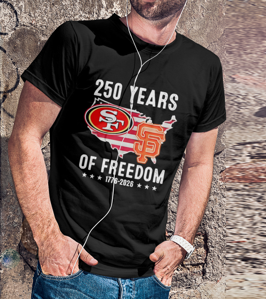 San Francisco 49ers 250 Years Of Freedom 1776 2026 USA Map T-Shirt