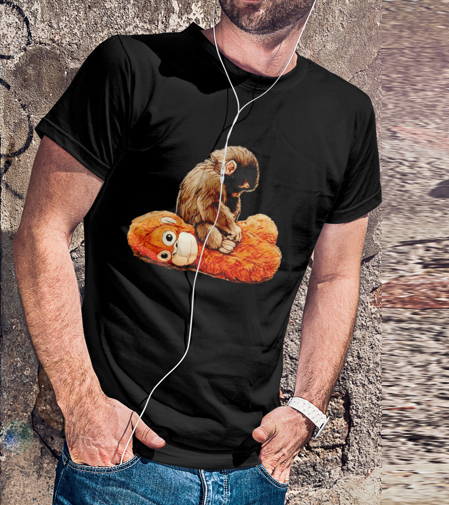 Punch Monkey Sitting On Plush Monkey T-Shirt
