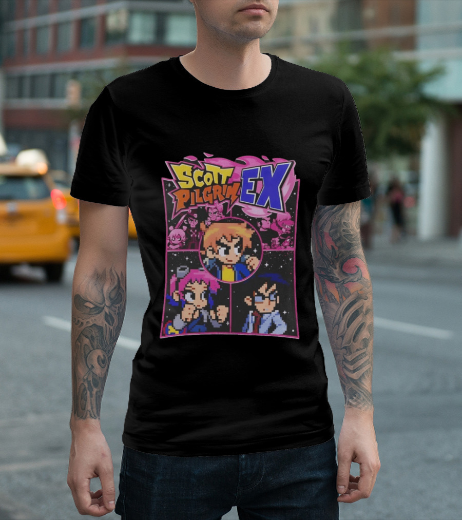 Scott Pilgrim EX Pixel Art Character Grid T-Shirt