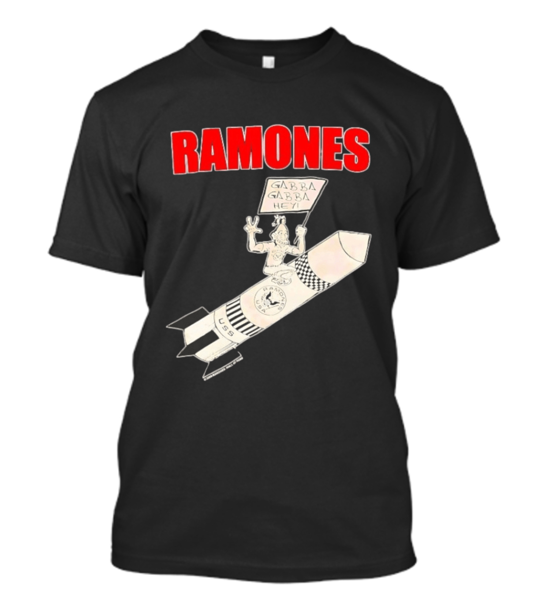 Ramones Gabba Gabba Hey USS Rocket Cartoon T-Shirt