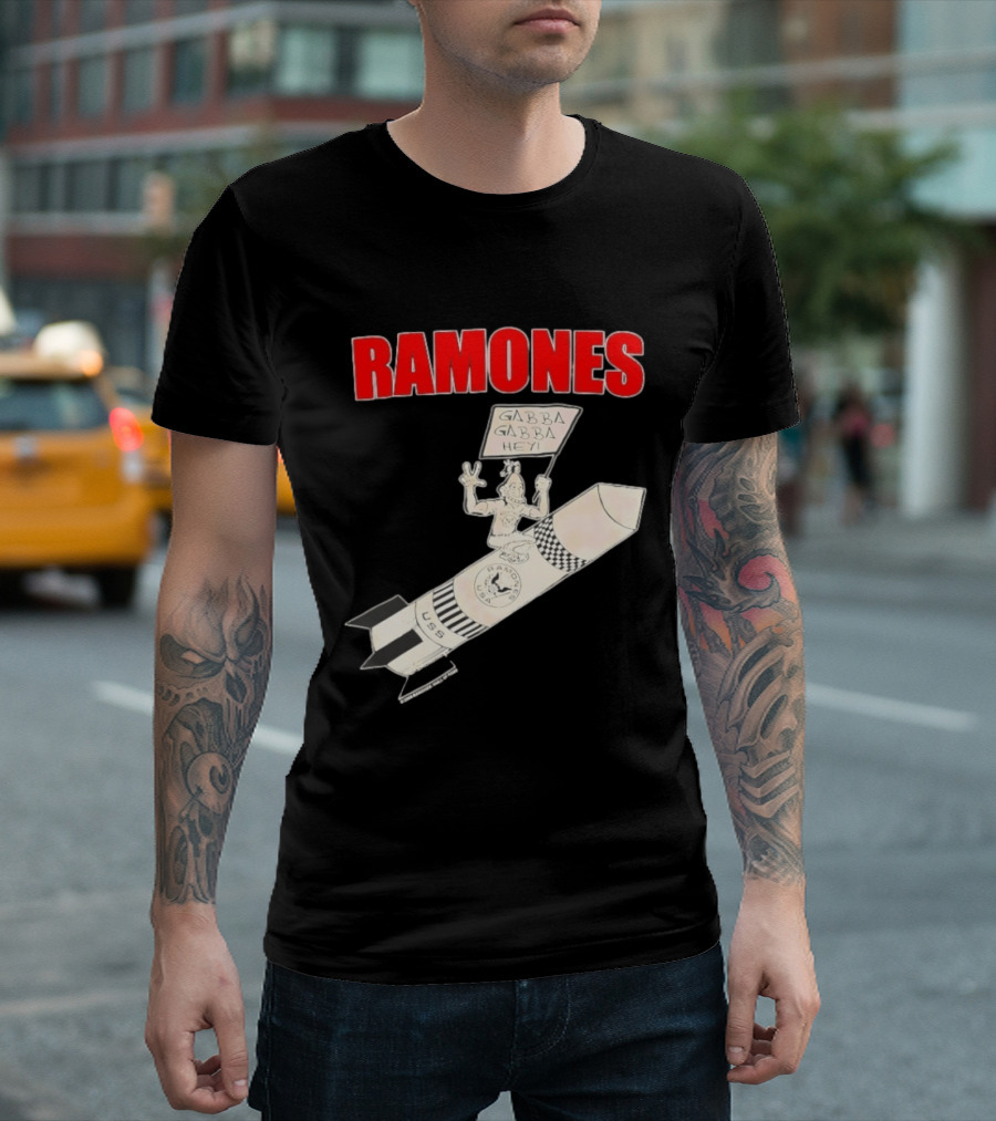 Ramones Gabba Gabba Hey USS Rocket Cartoon T-Shirt