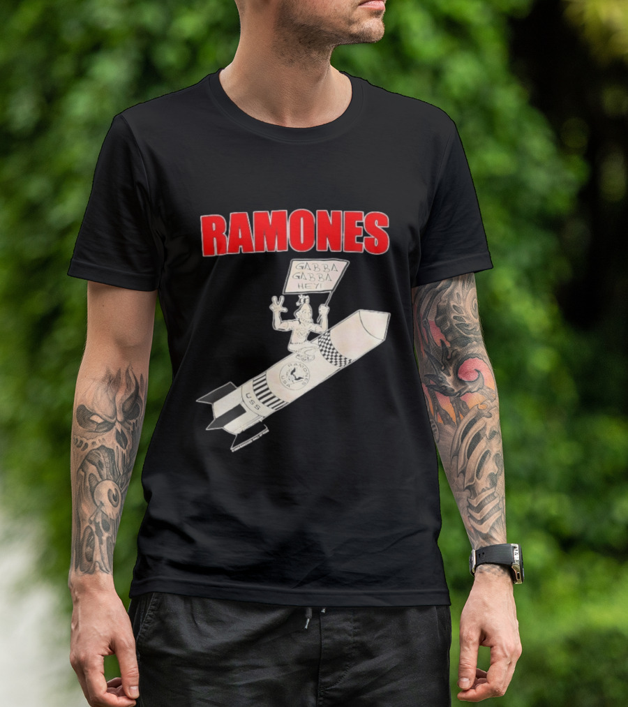 Ramones Gabba Gabba Hey USS Rocket Cartoon T-Shirt