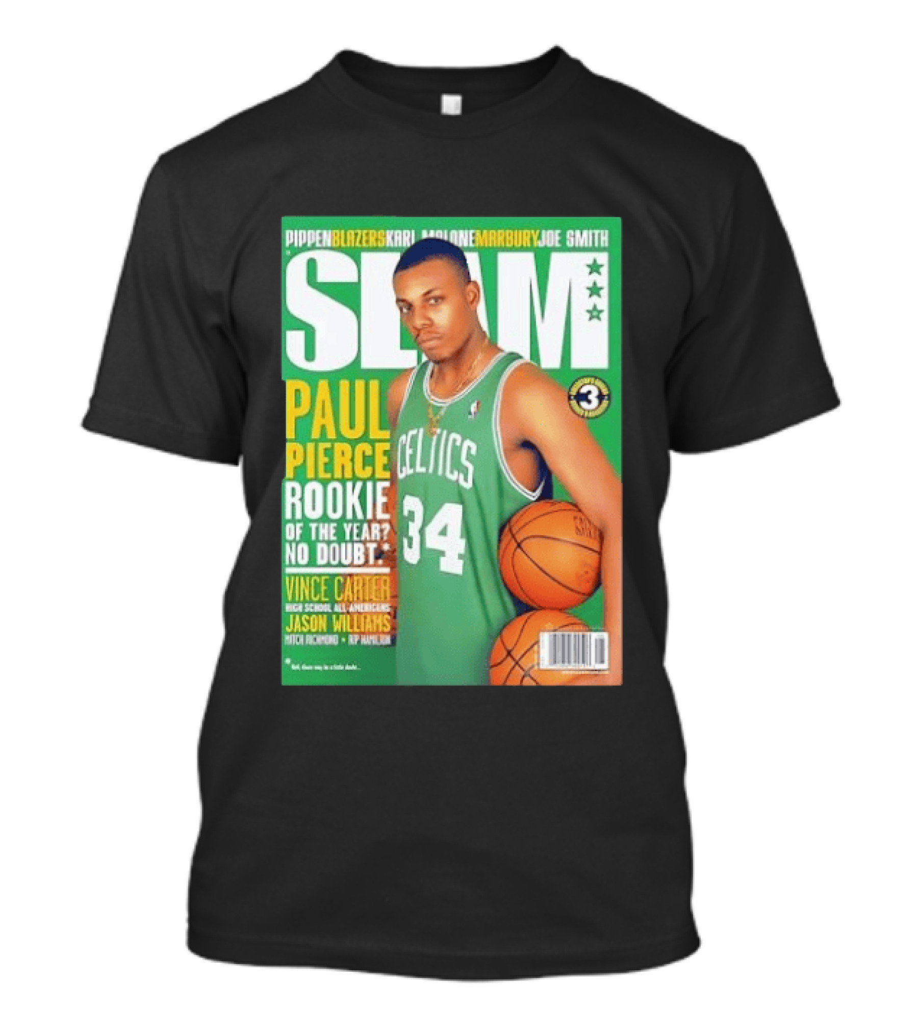 SLAM Paul Pierce Rookie Of The Year Celtics Vince Carter NBA Basketball Magazine Cover T-Shirt