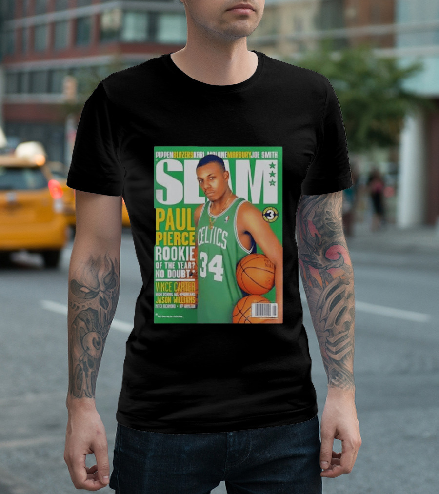 SLAM Paul Pierce Rookie Of The Year Celtics Vince Carter NBA Basketball Magazine Cover T-Shirt
