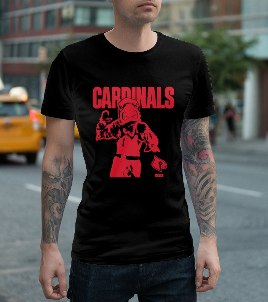 St Louis Cardinals Bold Red Player Cartoon T-Shirt