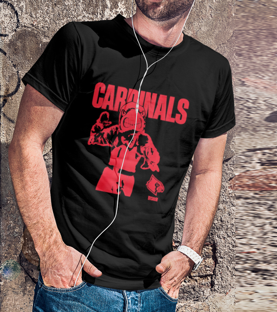 St Louis Cardinals Bold Red Player Cartoon T-Shirt