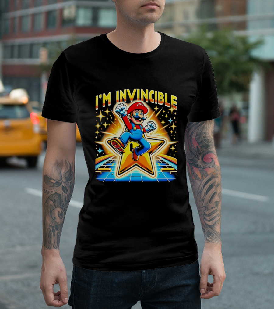 Super Mario I'm Invincible Star Power Jump T-Shirt