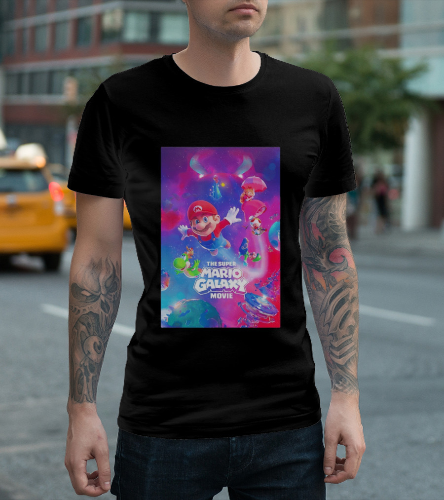 The Super Mario Galaxy Movie Adventure Featuring Iconic Characters T-Shirt