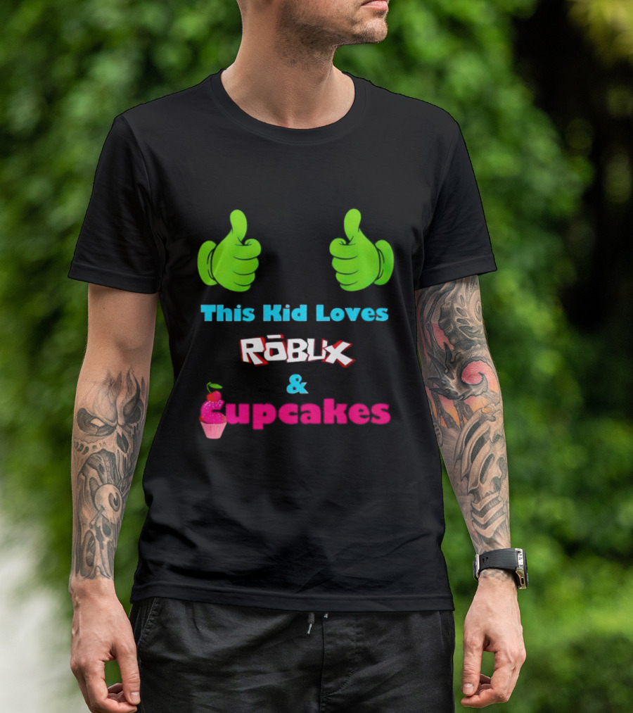 This Kid Loves RBLX Robux And Cupcakes Thumbs Up T-Shirt