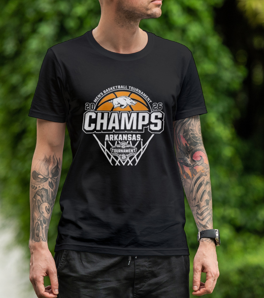 Men's Basketball Tournament 2026 Champs Arkansas Razorbacks T-Shirt