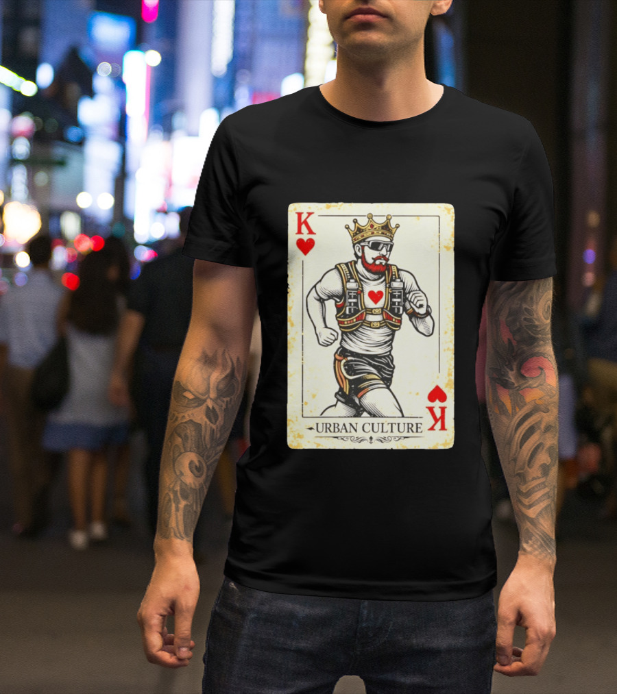 Urban Culture King Of Hearts Running Playing Card T-Shirt