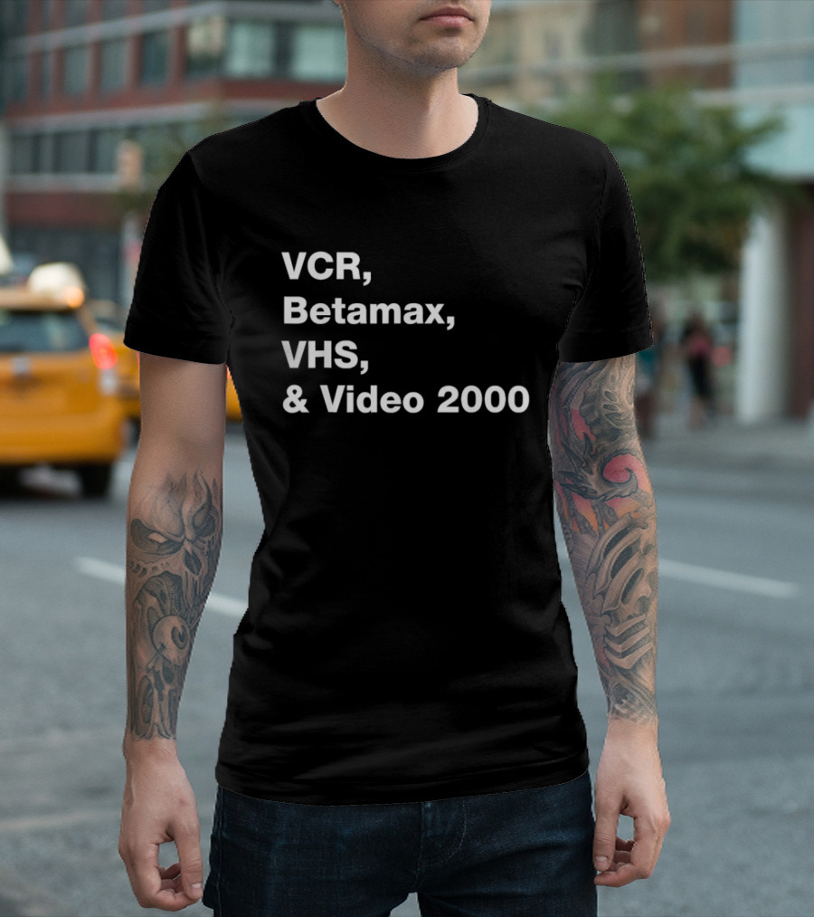 VCR Betamax VHS Video 2000 Classic Media Formats T-Shirt