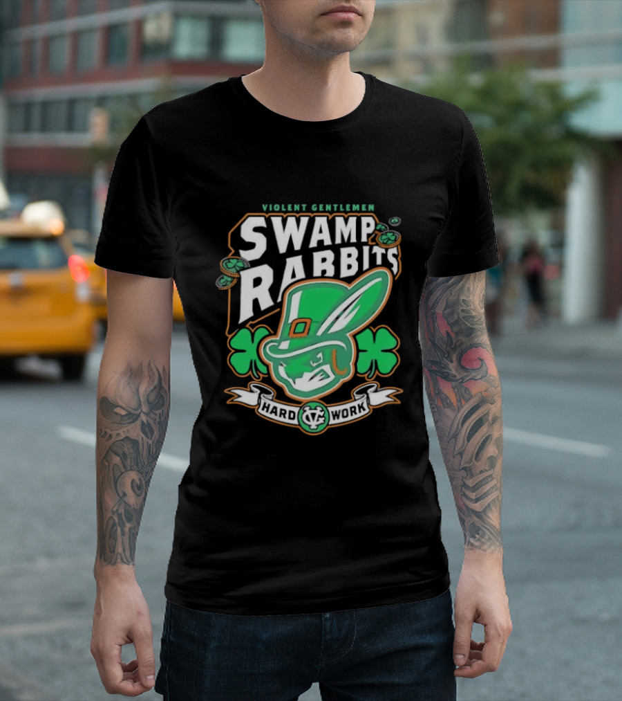 Violent Gentlemen Swamp Rabbits Hard Work Swamp Leprechaun T-Shirt