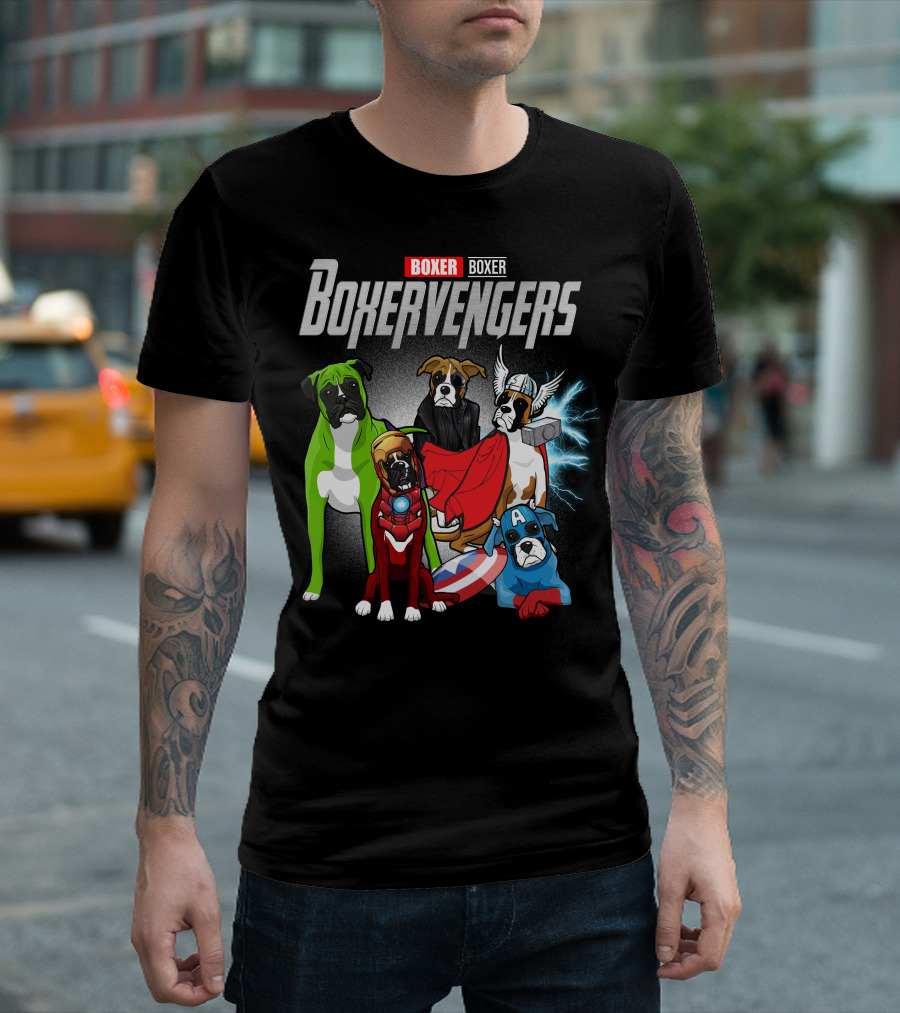 Boxer Boxervengers Marvel-Inspired Heroic Dogs T-Shirt