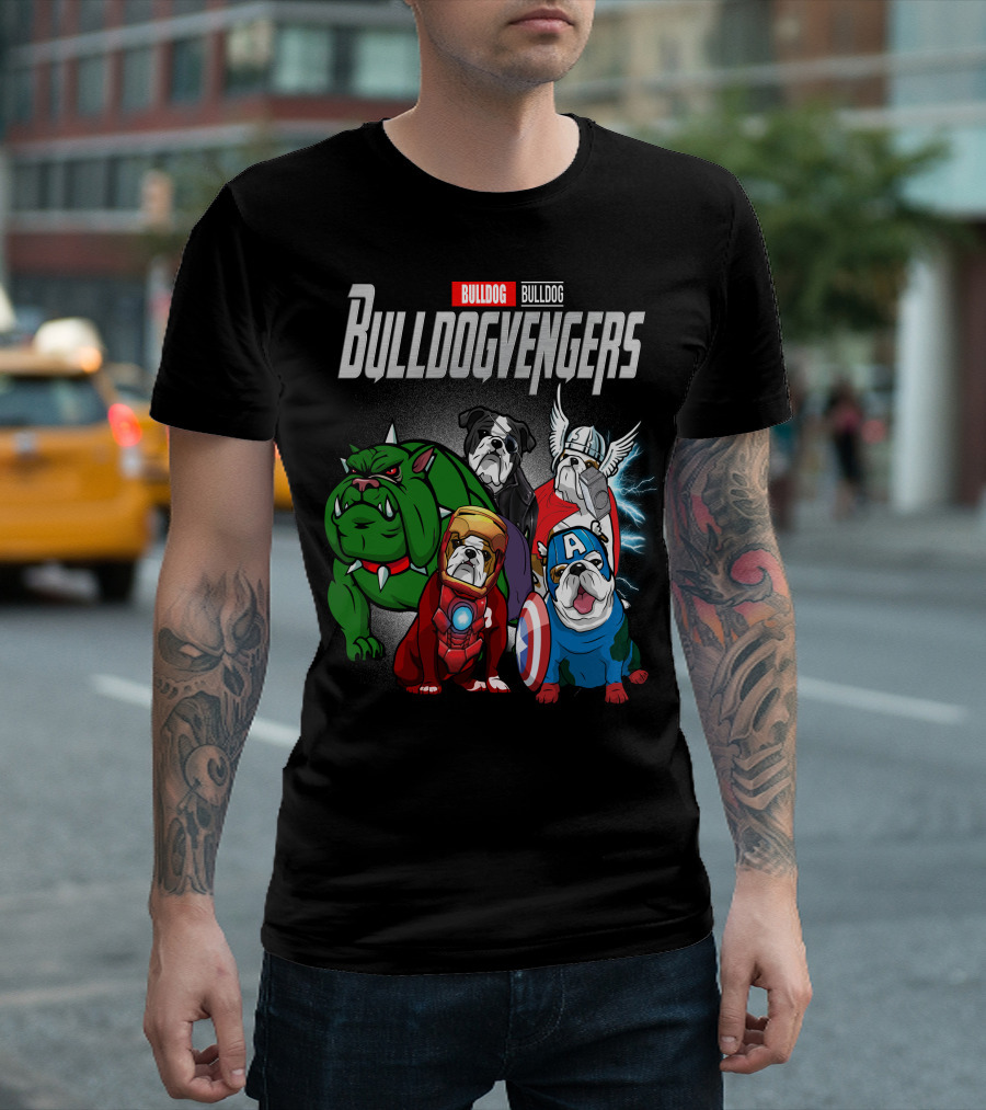 Bulldog Bulldogvengers Hulk Iron Man Captain America Thor T-Shirt