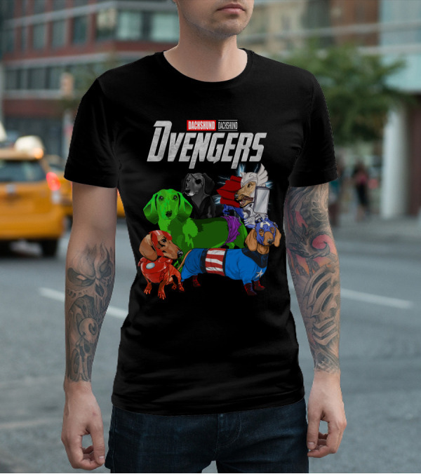 Dachshund Dvengers Dogs In Superhero Costumes T-Shirt