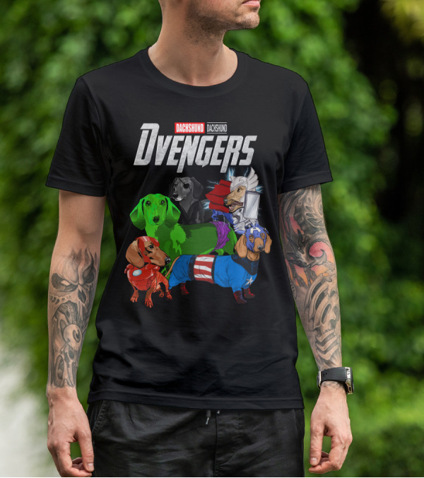 Dachshund Dvengers Dogs In Superhero Costumes T-Shirt