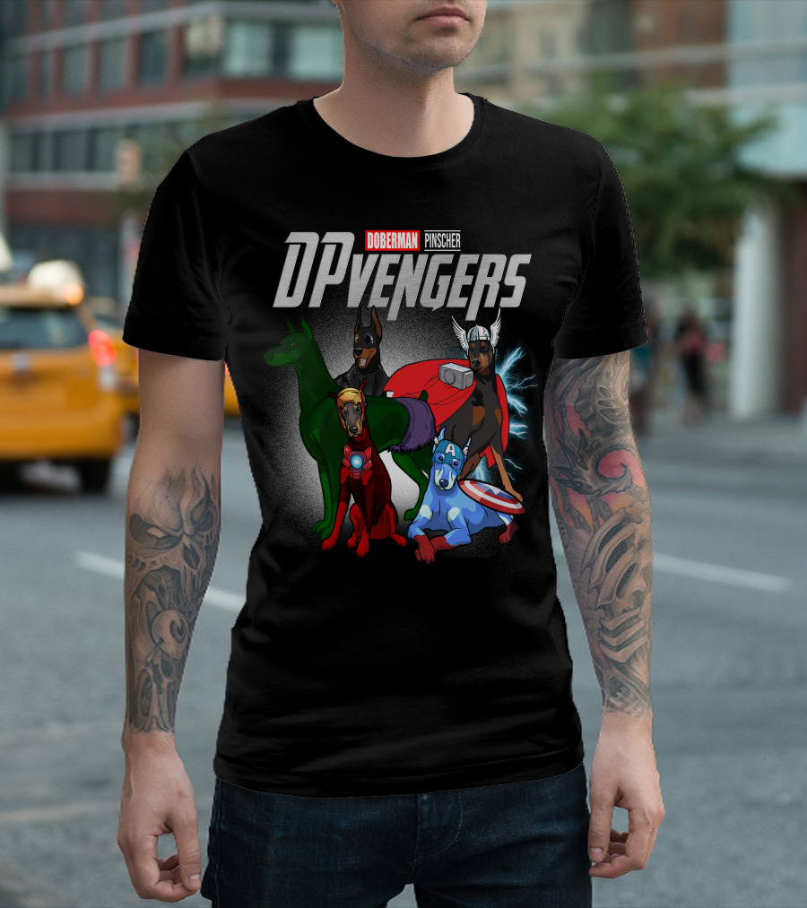 Doberman Pinscher DPvengers Superhero Dogs T-Shirt