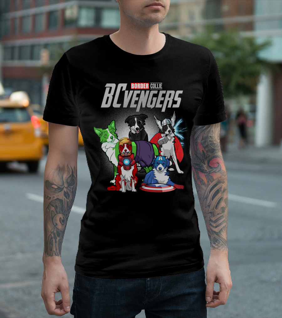 Border Collie BCvenger Superhero Dogs Ensemble T-Shirt