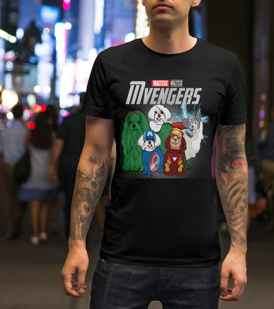 Maltese Mvengers Superhero Dogs T-Shirt