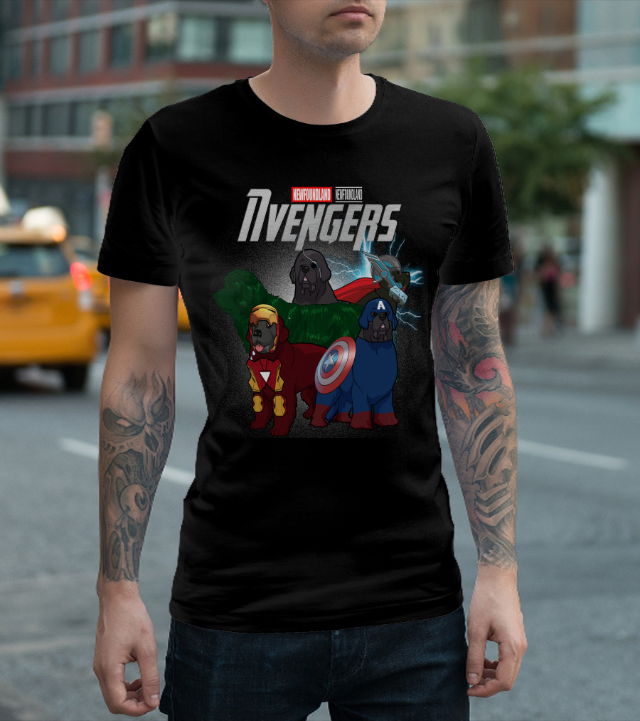 Newfoundland Avengers Dog Parody Marvel Superheroes T-Shirt
