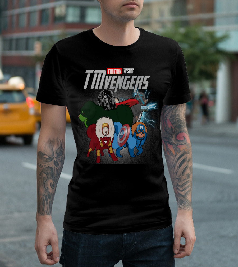 Tibetan Mastiff TMvengers Heroic Team-Up T-Shirt