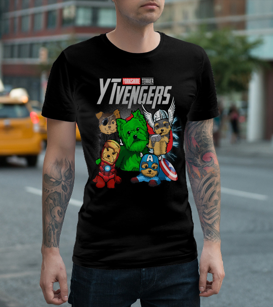 Yorkshire Terrier YTvengers Superhero Pups In Iconic Costumes T-Shirt