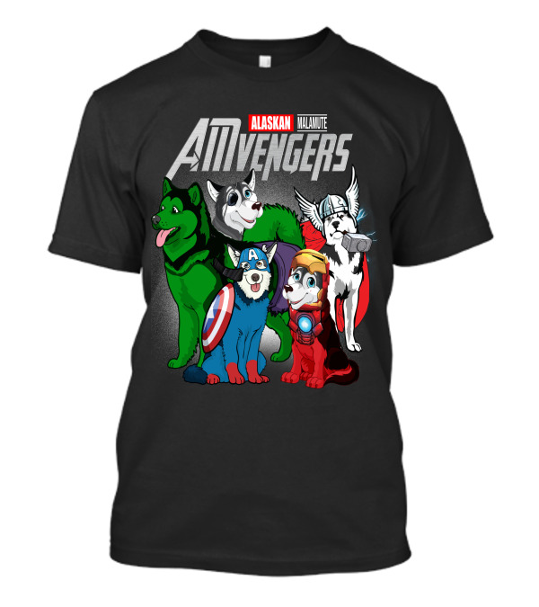 Alaskan Malamute AMvengers Superhero Dogs Assemble T-Shirt