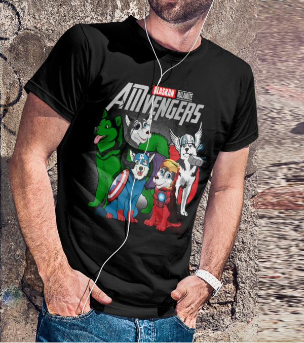 Alaskan Malamute AMvengers Superhero Dogs Assemble T-Shirt