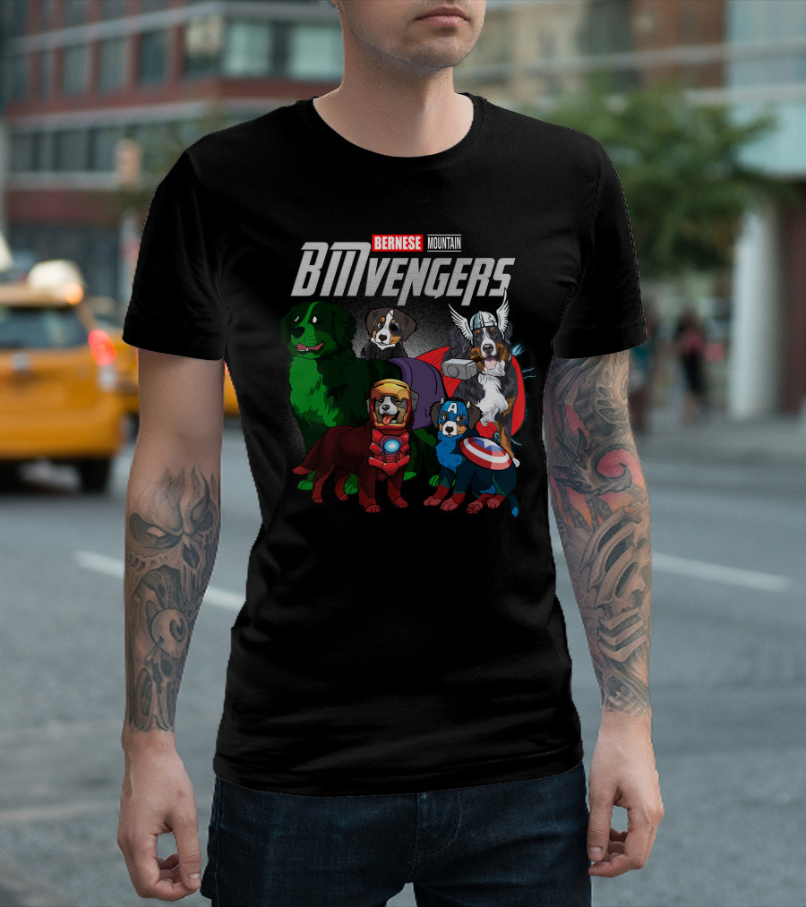 Bernese Mountain BMvengers Dog Avengers Superhero T-Shirt