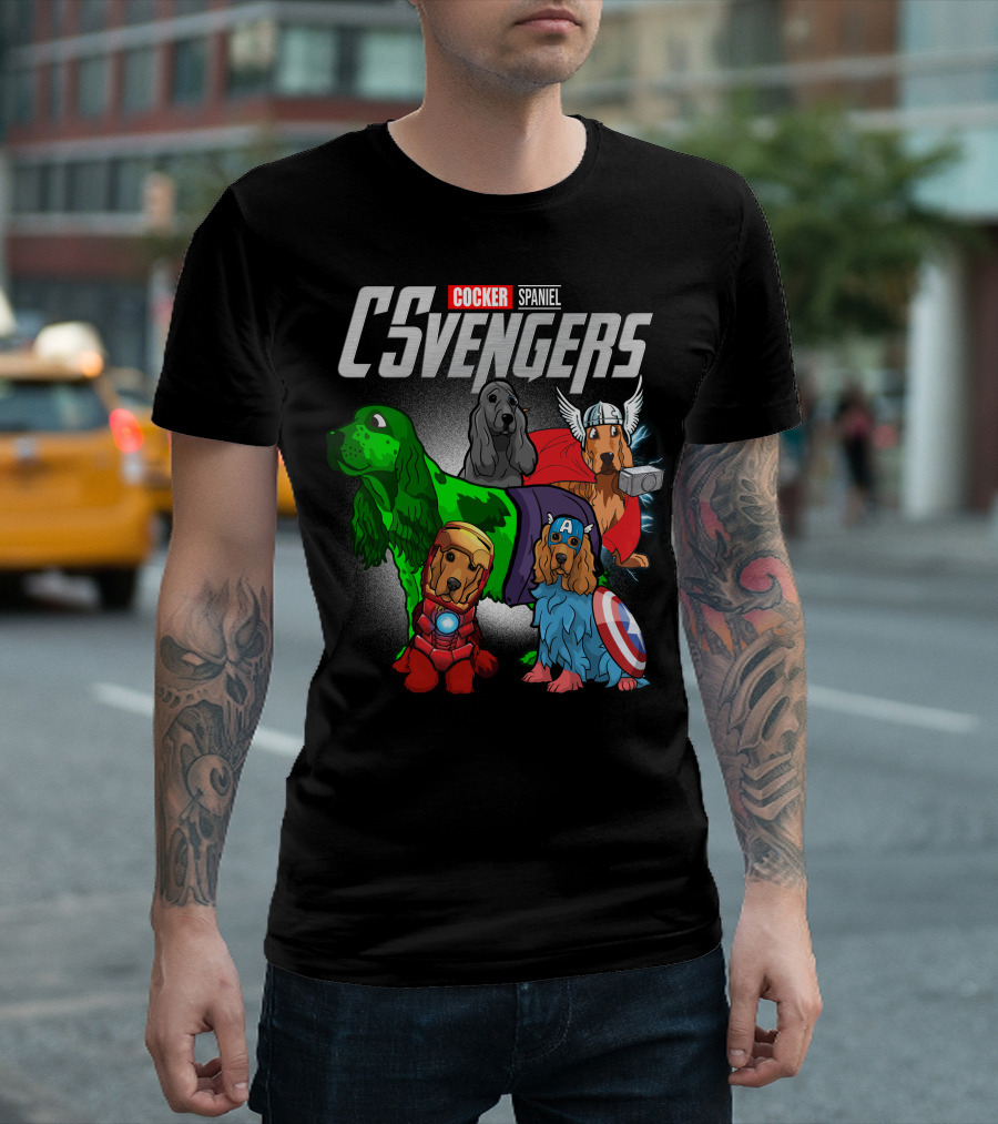 Cocker Spaniel CSvengers Superhero Dog Parody Avengers T-Shirt