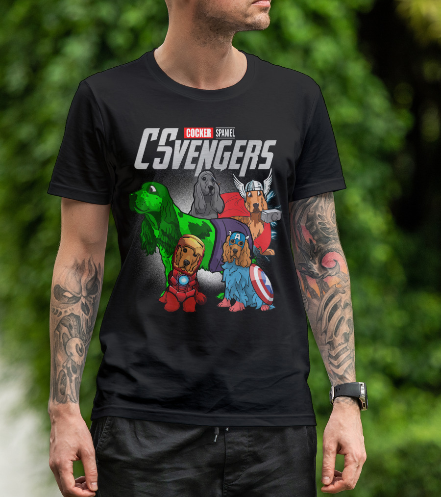 Cocker Spaniel CSvengers Superhero Dog Parody Avengers T-Shirt
