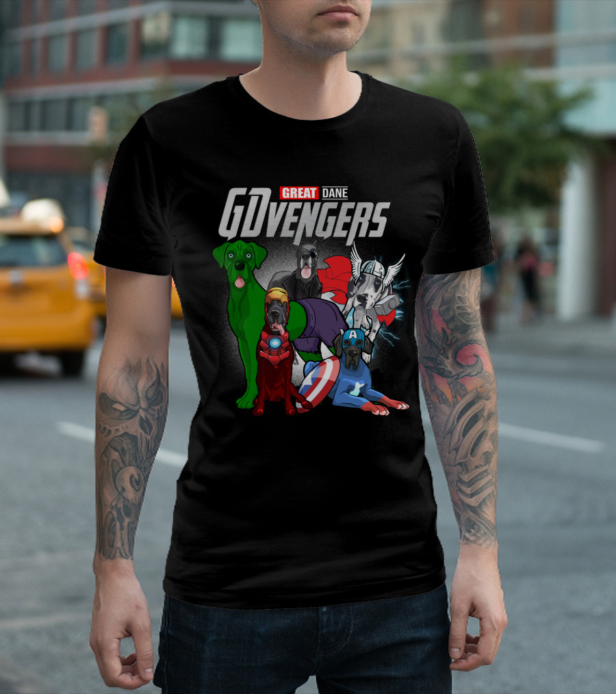 GDvengers Great Dane Superhero Dogs Avengers T-Shirt