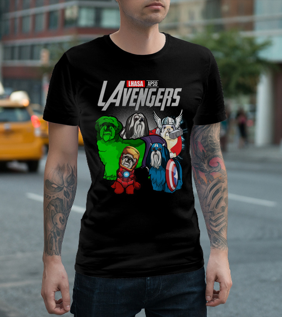 Lhasa Apso LAvengers Comic Superhero Dogs T-Shirt
