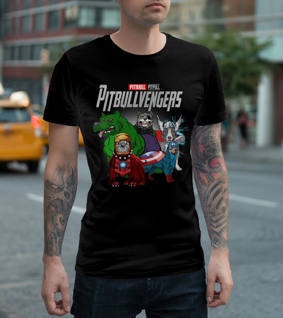 Pitbull Pitbullvengers Marvel Superhero Dogs T-Shirt