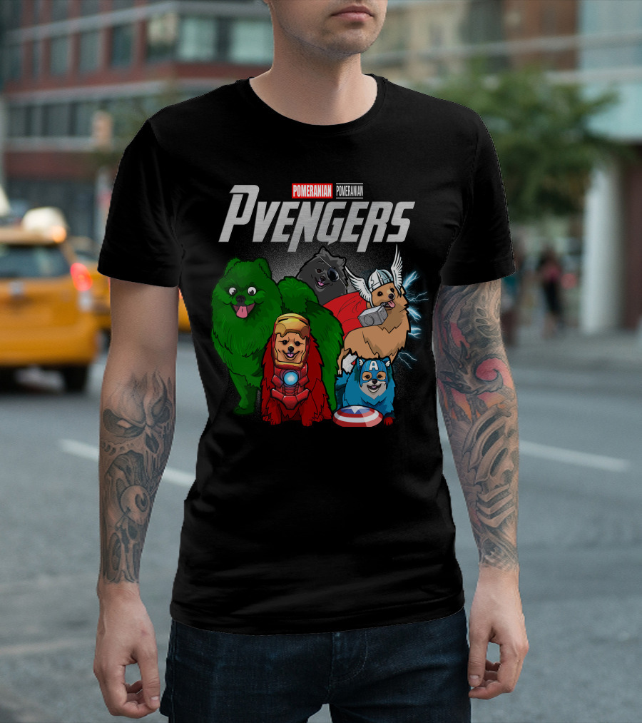 Pomeranian Pvengers Avengers Dog Superhero T-Shirt