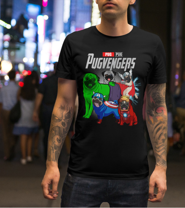 Pug Pugvengers Superhero Dogs Comic T-Shirt