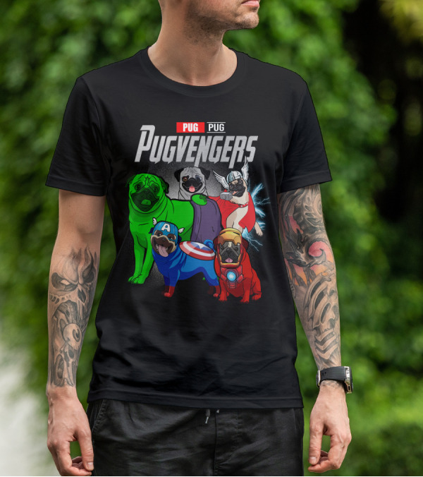 Pug Pugvengers Superhero Dogs Comic T-Shirt