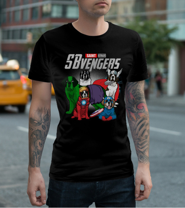 Saint Bernard SBvengers Avengers-Inspired Dog Heroes T-Shirt