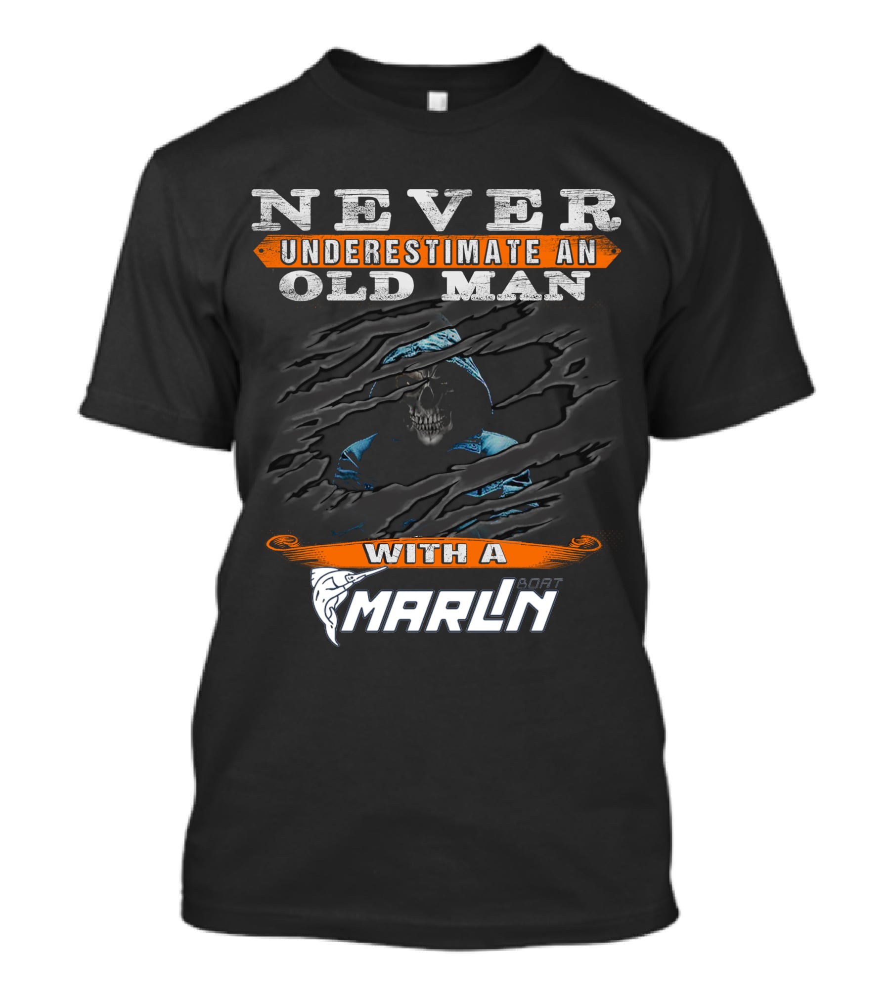 Never Underestimate An Old Man With A Marlin Boat T-Shirt