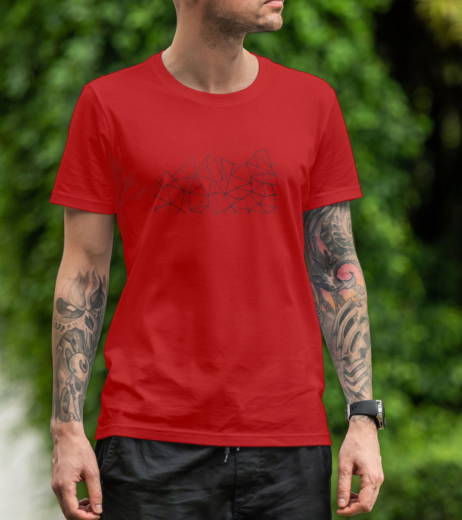 Ab Peaks Geometric Triangles Pattern Minimalist Black T-Shirt