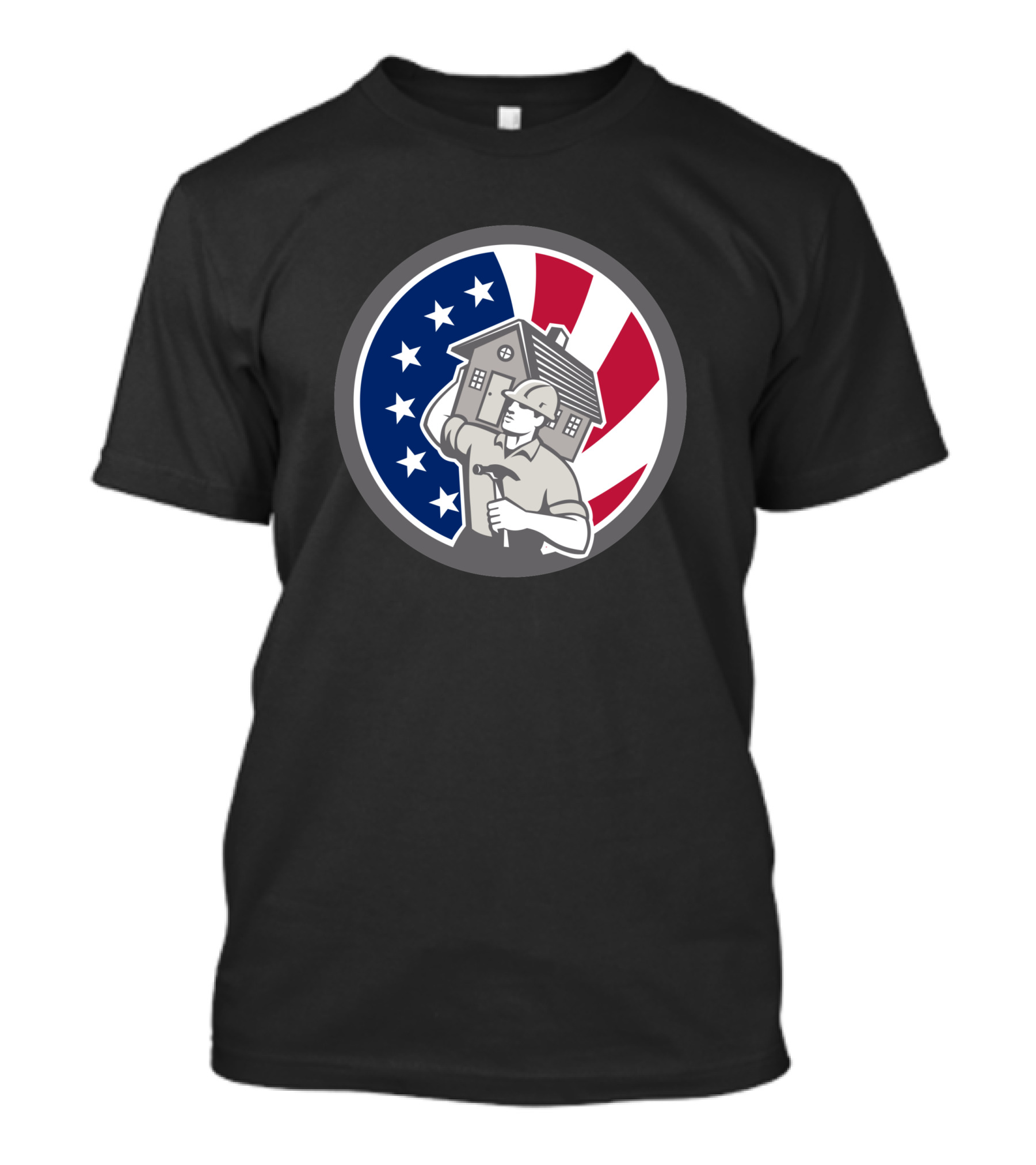 American Building Contractor USA Flag Home Construction Worker T-Shirt