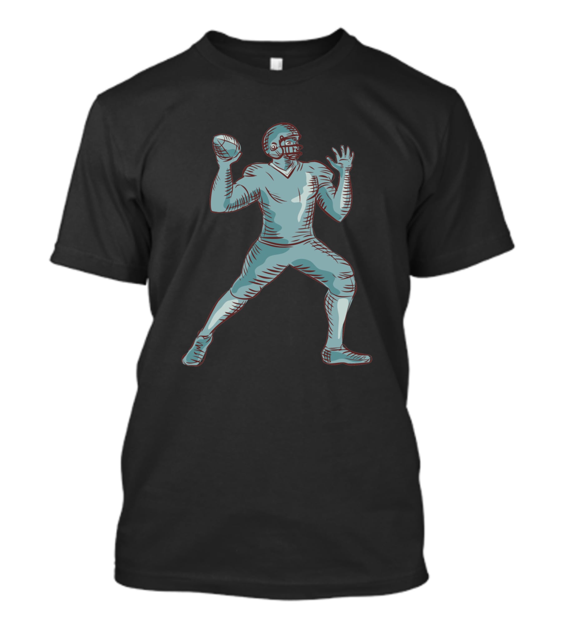 American Football Quarterback Throwing Etching 1074401 T-Shirt