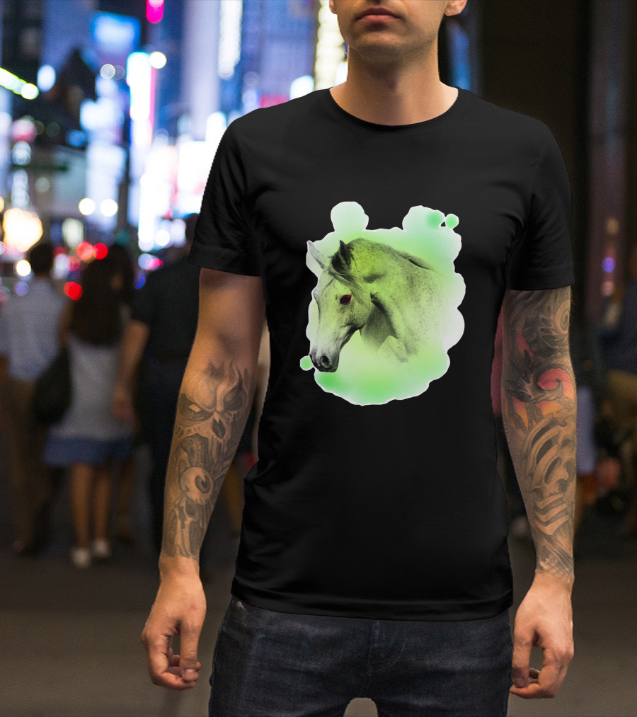 Arabic Horse Neon Green Art 334448 T-Shirt