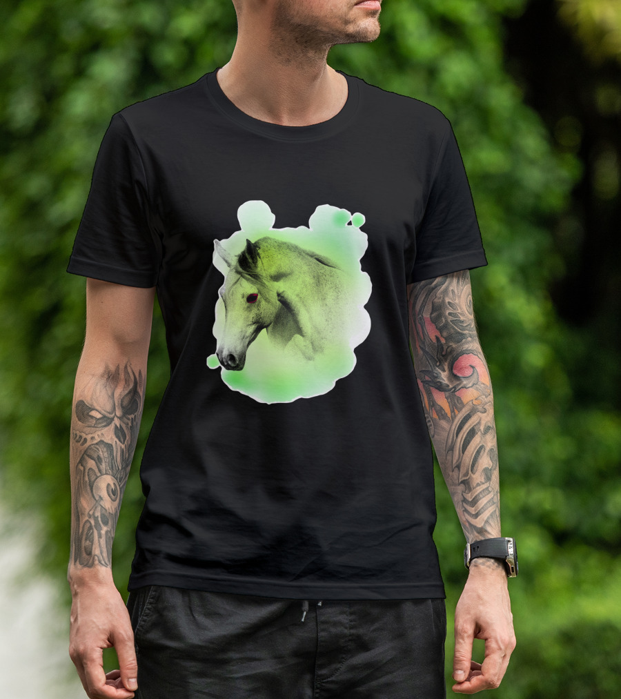 Arabic Horse Neon Green Art 334448 T-Shirt