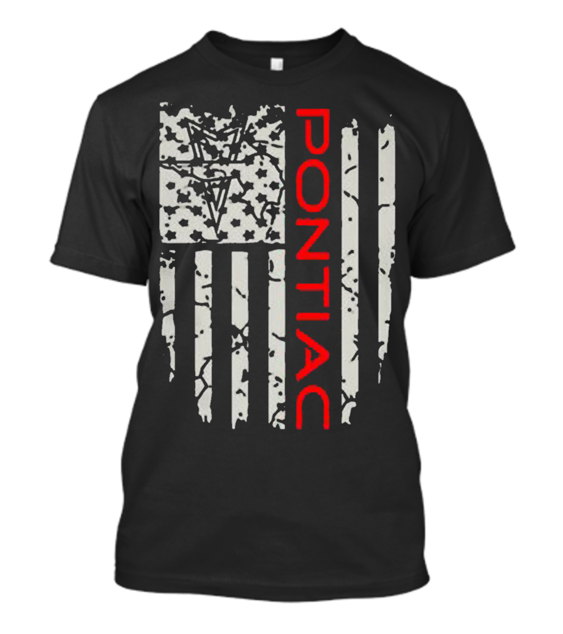 Pontiac Distressed American Flag With Firebird Emblem T-Shirt